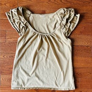 Workshop Republic Clothing Ruffled Sleeve Top - Tan